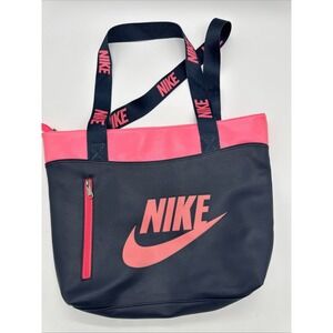 Nike Medium Navy Blue Pink Tote Bag Vinyl